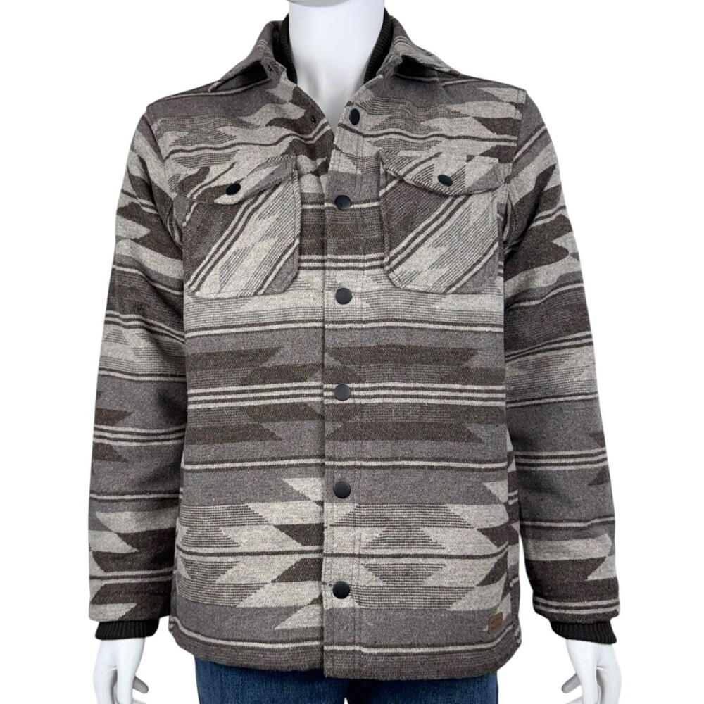 Jachs New York Mens Medium Jacket Wool Blend Lined Brown Aztec Southwestern Warm